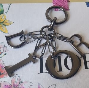 Dior Logo Letters Keychain Bag Charm gun metal Tone